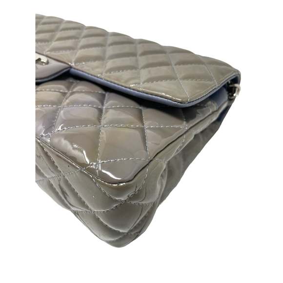 CHANEL Chanel Classic Patent Medium Double Flap Bag - Grey - Picture 2 of 16